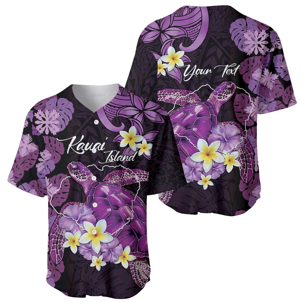 Personalised Aloha Hawaii Kauai Island Baseball Jersey Garden Isle Map Sea Turtle Plumeria