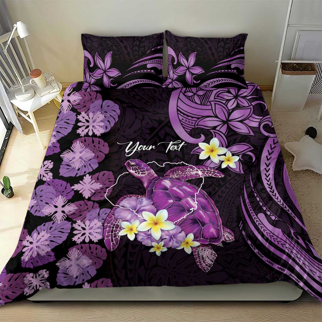 Personalised Aloha Hawaii Kauai Island Bedding Set Garden Isle Map Sea Turtle Plumeria