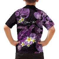 Personalised Aloha Hawaii Kauai Island Family Matching Puletasi and Hawaiian Shirt Garden Isle Map Sea Turtle Plumeria