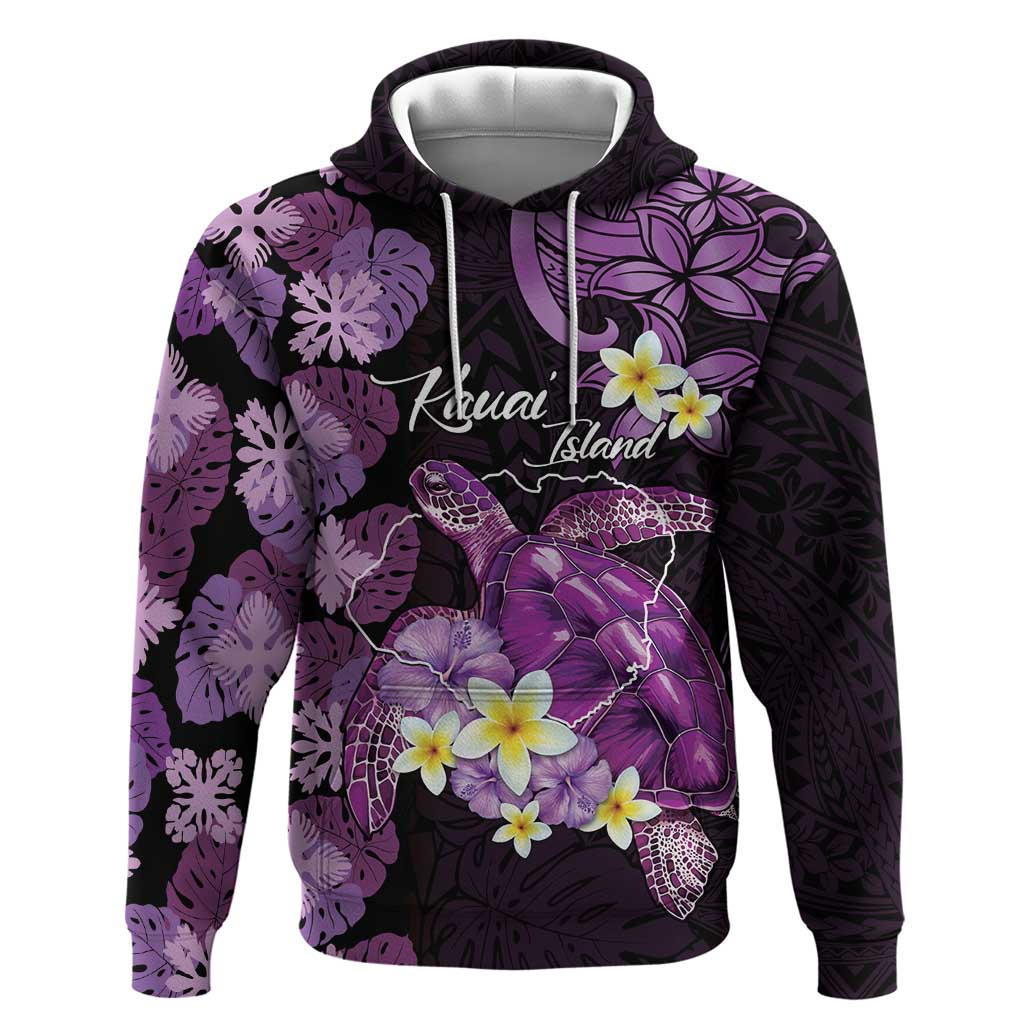 Personalised Aloha Hawaii Kauai Island Hoodie Garden Isle Map Sea Turtle Plumeria