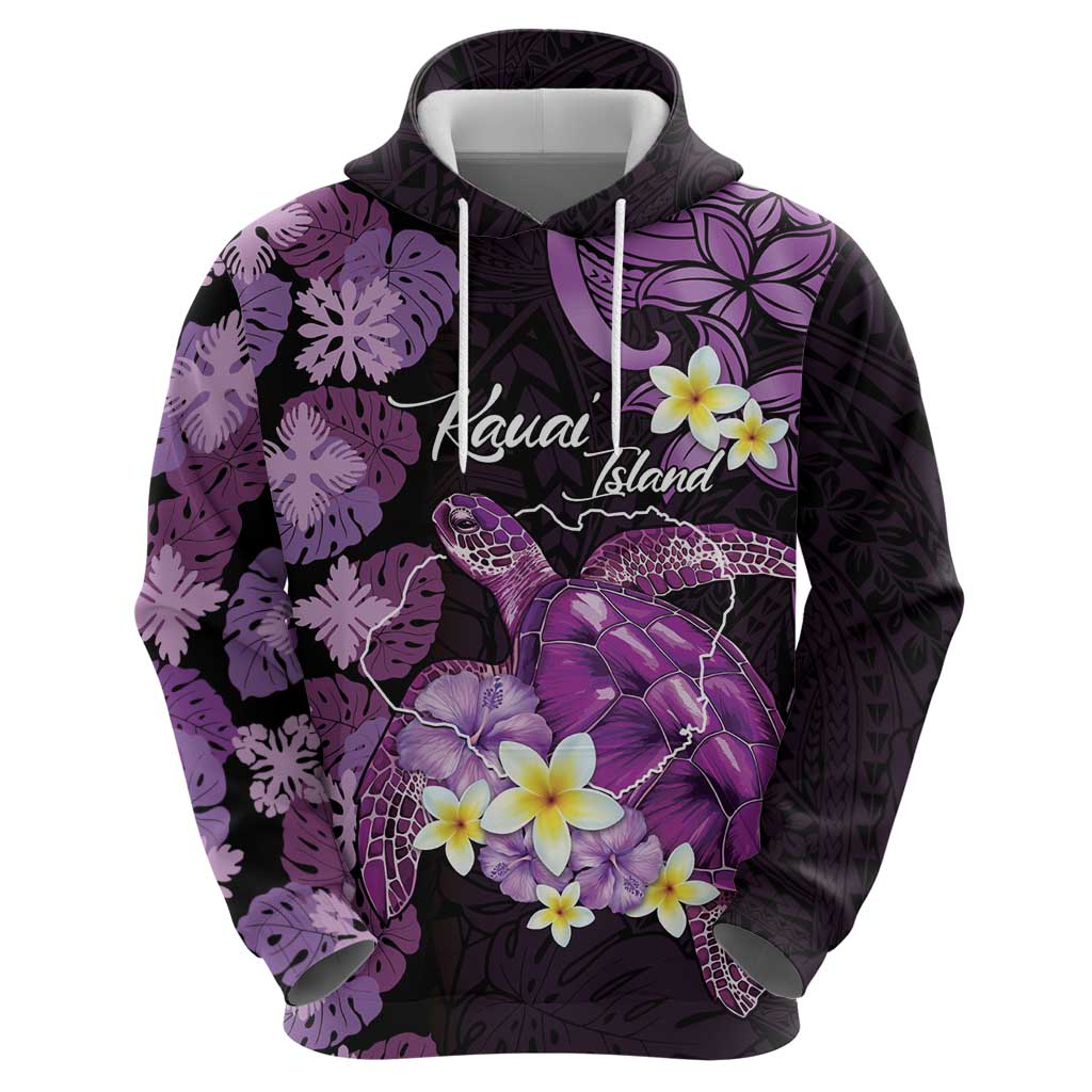 Personalised Aloha Hawaii Kauai Island Hoodie Garden Isle Map Sea Turtle Plumeria