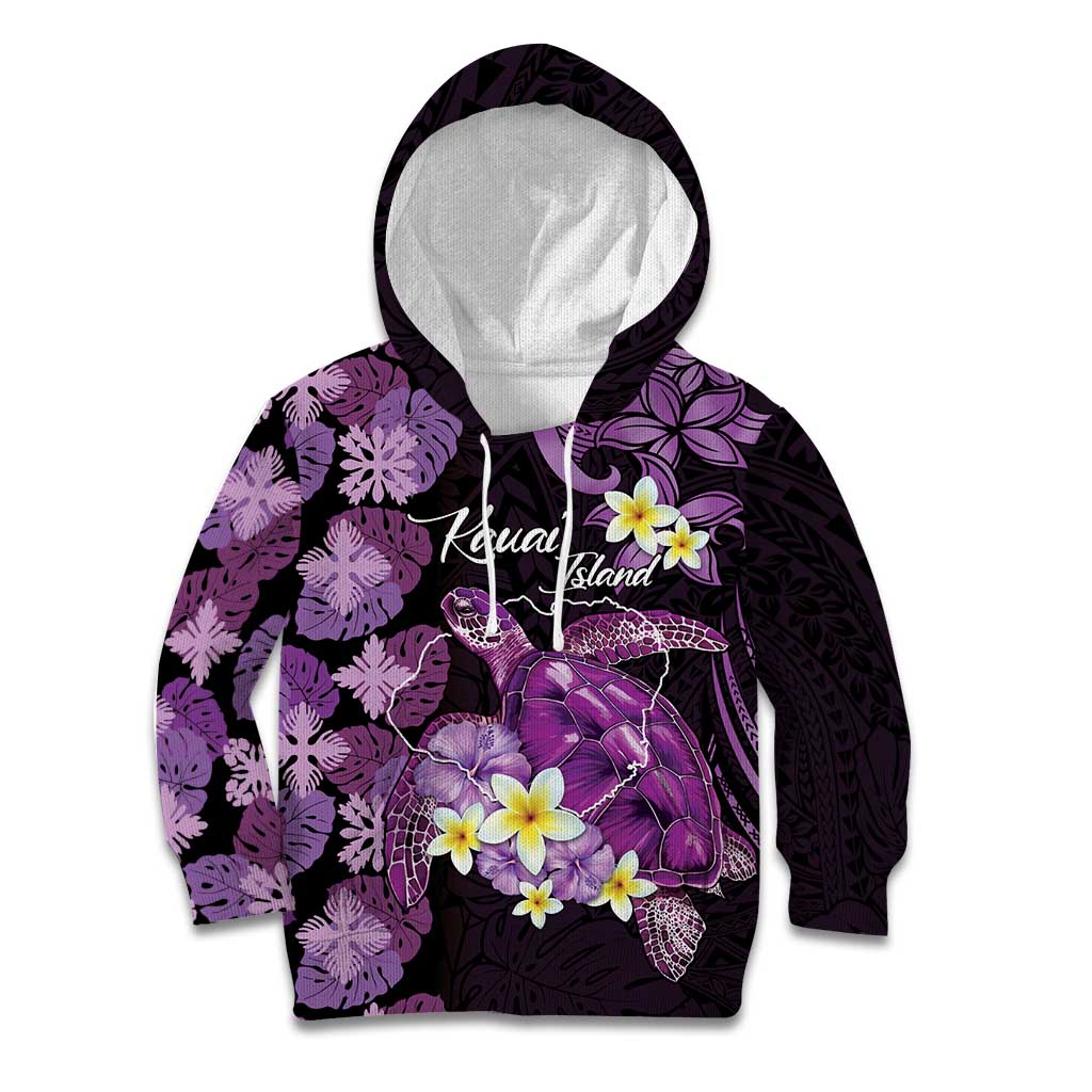 Personalised Aloha Hawaii Kauai Island Kid Hoodie Garden Isle Map Sea Turtle Plumeria