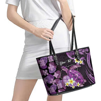 Personalised Aloha Hawaii Kauai Island Leather Tote Bag Garden Isle Map Sea Turtle Plumeria