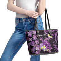 Personalised Aloha Hawaii Kauai Island Leather Tote Bag Garden Isle Map Sea Turtle Plumeria