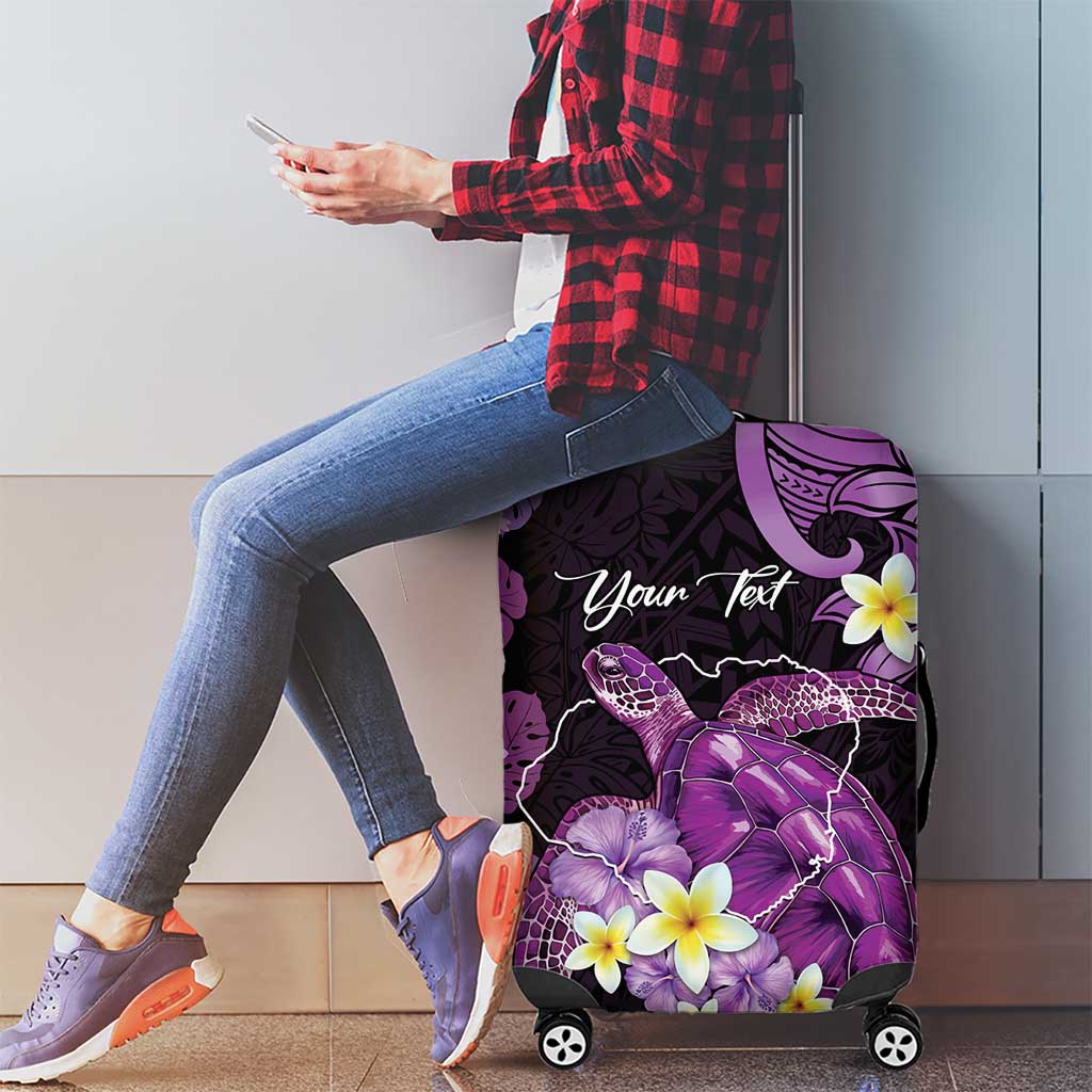 Personalised Aloha Hawaii Kauai Island Luggage Cover Garden Isle Map Sea Turtle Plumeria