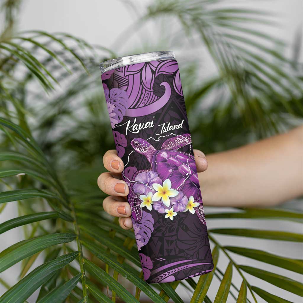 Personalised Aloha Hawaii Kauai Island Skinny Tumbler Garden Isle Map Sea Turtle Plumeria