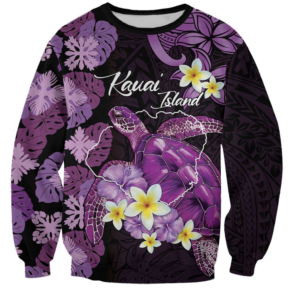 Personalised Aloha Hawaii Kauai Island Sweatshirt Garden Isle Map Sea Turtle Plumeria