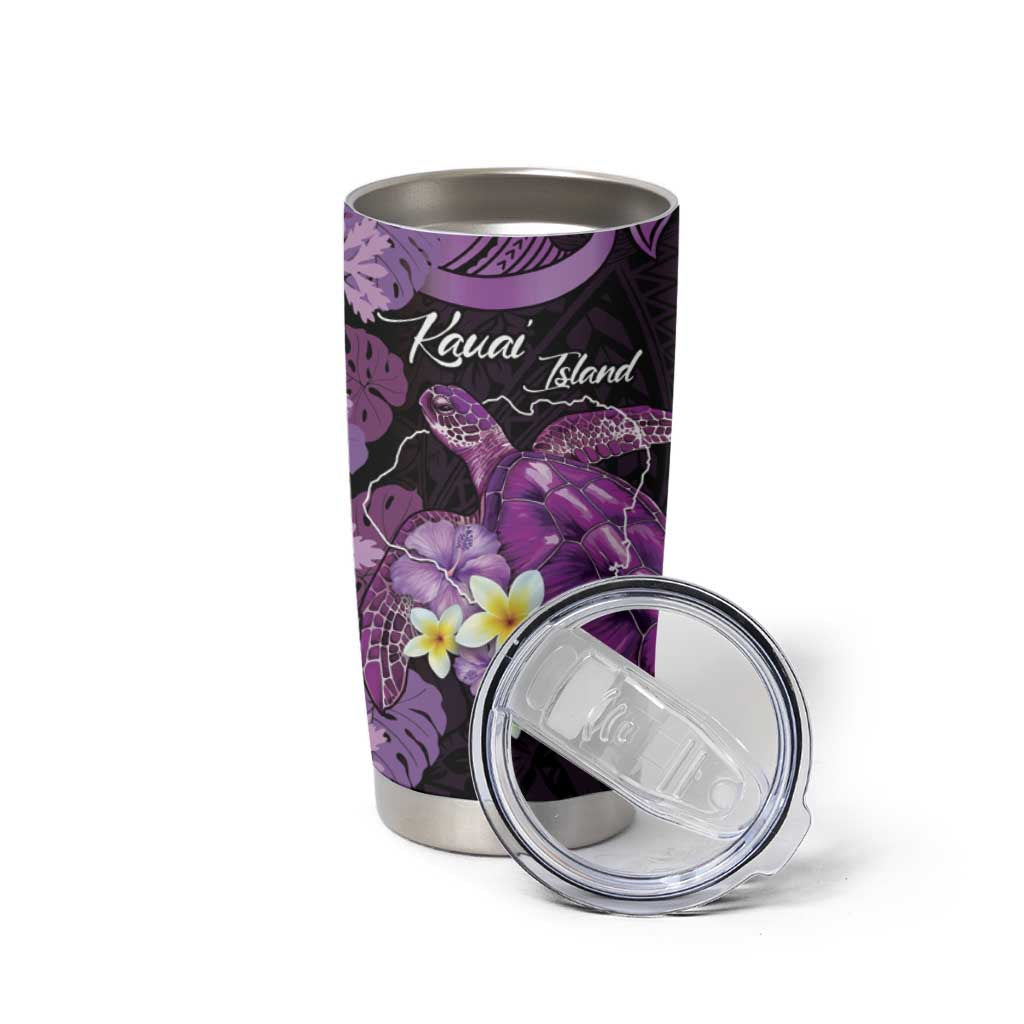 Personalised Aloha Hawaii Kauai Island Tumbler Cup Garden Isle Map Sea Turtle Plumeria