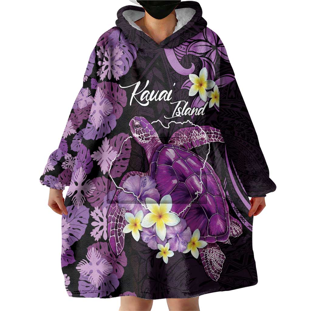 Personalised Aloha Hawaii Kauai Island Wearable Blanket Hoodie Garden Isle Map Sea Turtle Plumeria