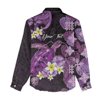 Personalised Aloha Hawaii Kauai Island Women Casual Shirt Garden Isle Map Sea Turtle Plumeria