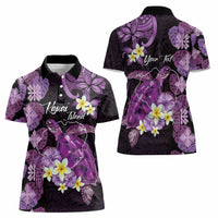 Personalised Aloha Hawaii Kauai Island Women Polo Shirt Garden Isle Map Sea Turtle Plumeria