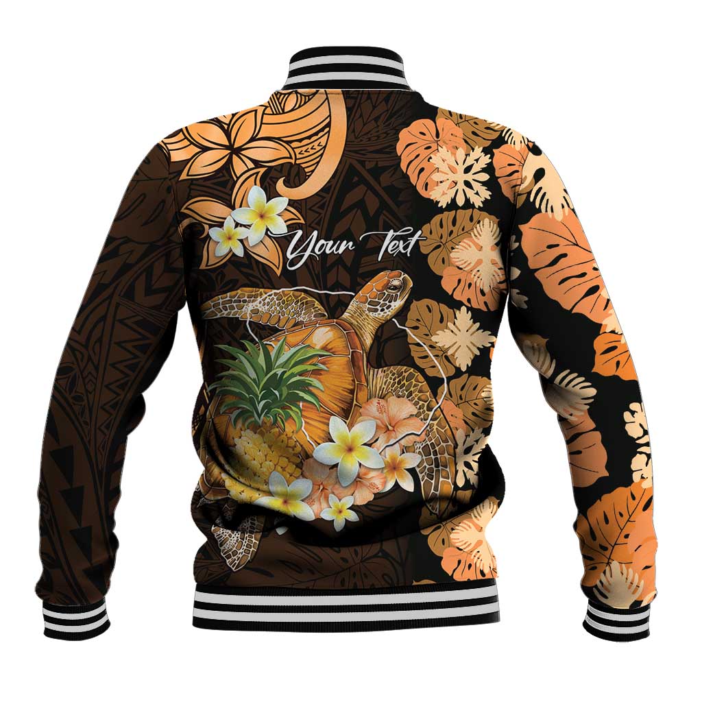 Personalised Aloha Hawaii Lanai Island Baseball Jacket Pineapple Isle Map Sea Turtle Plumeria