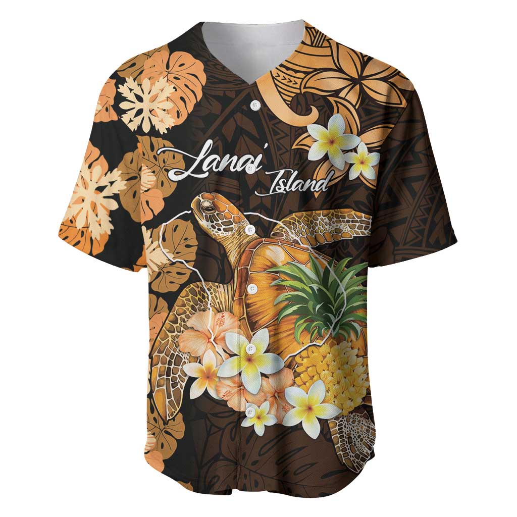 Personalised Aloha Hawaii Lanai Island Baseball Jersey Pineapple Isle Map Sea Turtle Plumeria