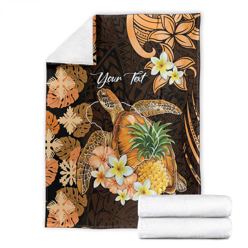 Personalised Aloha Hawaii Lanai Island Blanket Pineapple Isle Map Sea Turtle Plumeria