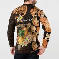 Personalised Aloha Hawaii Lanai Island Button Sweatshirt Pineapple Isle Map Sea Turtle Plumeria