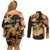 Personalised Aloha Hawaii Lanai Island Couples Matching Off Shoulder Short Dress and Long Sleeve Button Shirt Pineapple Isle Map Sea Turtle Plumeria