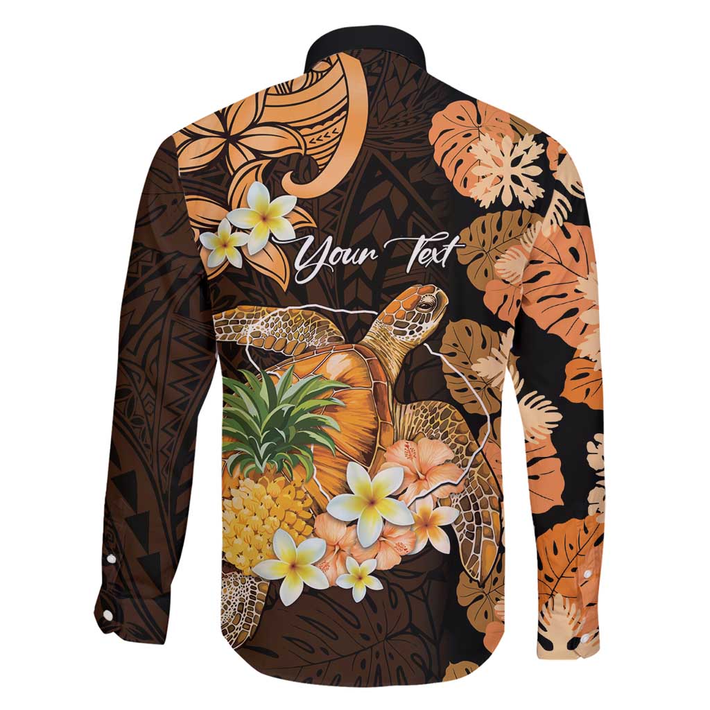 Personalised Aloha Hawaii Lanai Island Family Matching Long Sleeve Bodycon Dress and Hawaiian Shirt Pineapple Isle Map Sea Turtle Plumeria