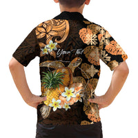 Personalised Aloha Hawaii Lanai Island Family Matching Off Shoulder Short Dress and Hawaiian Shirt Pineapple Isle Map Sea Turtle Plumeria LT14 - Polynesian Pride