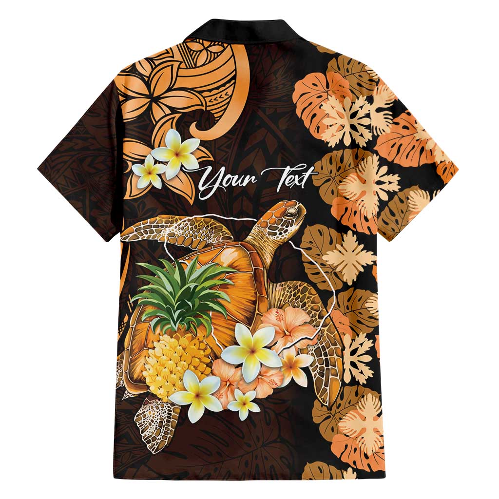 Personalised Aloha Hawaii Lanai Island Hawaiian Shirt Pineapple Isle Map Sea Turtle Plumeria
