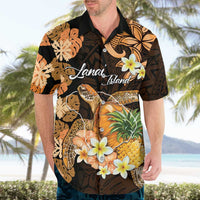 Personalised Aloha Hawaii Lanai Island Hawaiian Shirt Pineapple Isle Map Sea Turtle Plumeria
