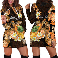 Personalised Aloha Hawaii Lanai Island Hoodie Dress Pineapple Isle Map Sea Turtle Plumeria