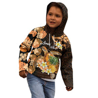 Personalised Aloha Hawaii Lanai Island Kid Hoodie Pineapple Isle Map Sea Turtle Plumeria