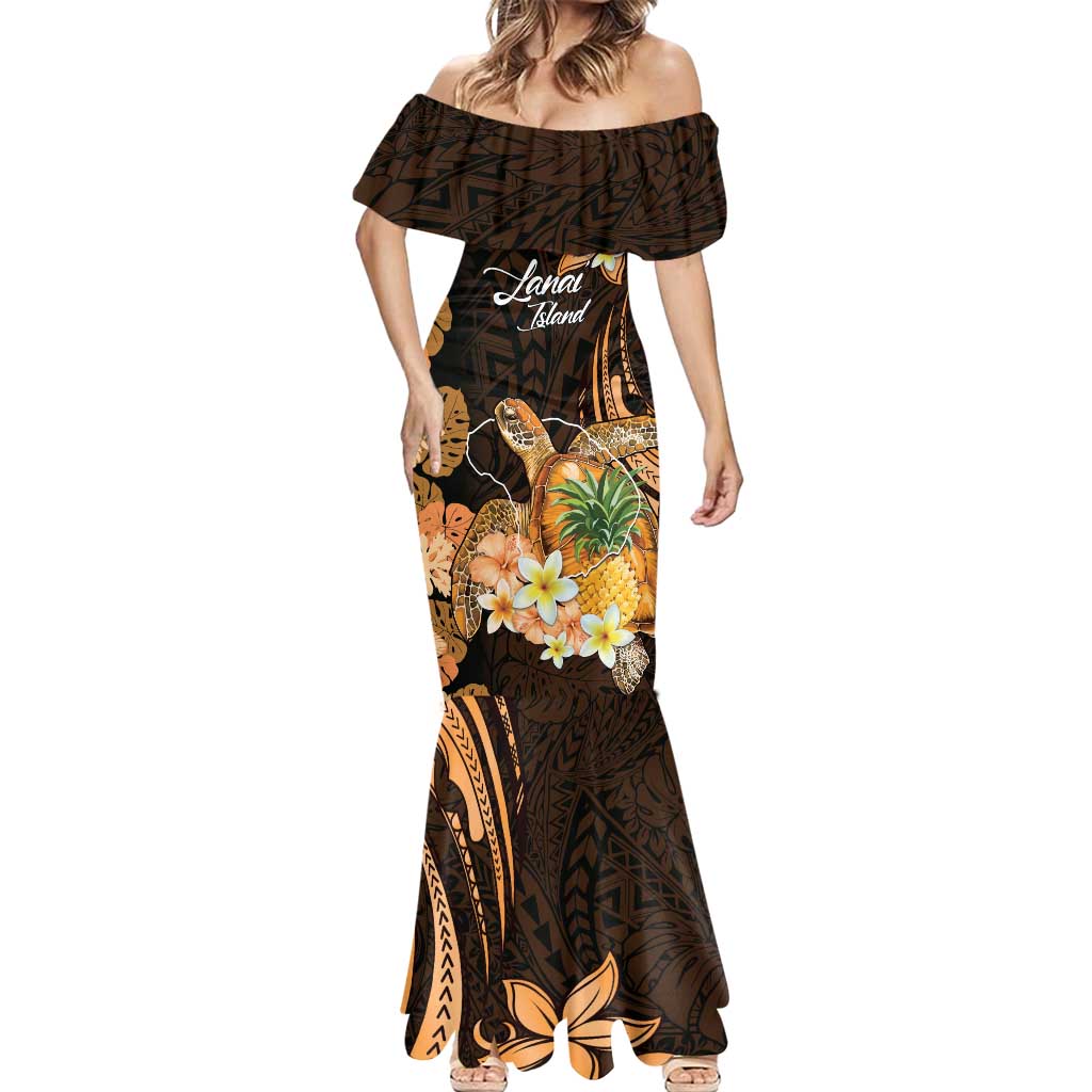 Personalised Aloha Hawaii Lanai Island Mermaid Dress Pineapple Isle Map Sea Turtle Plumeria