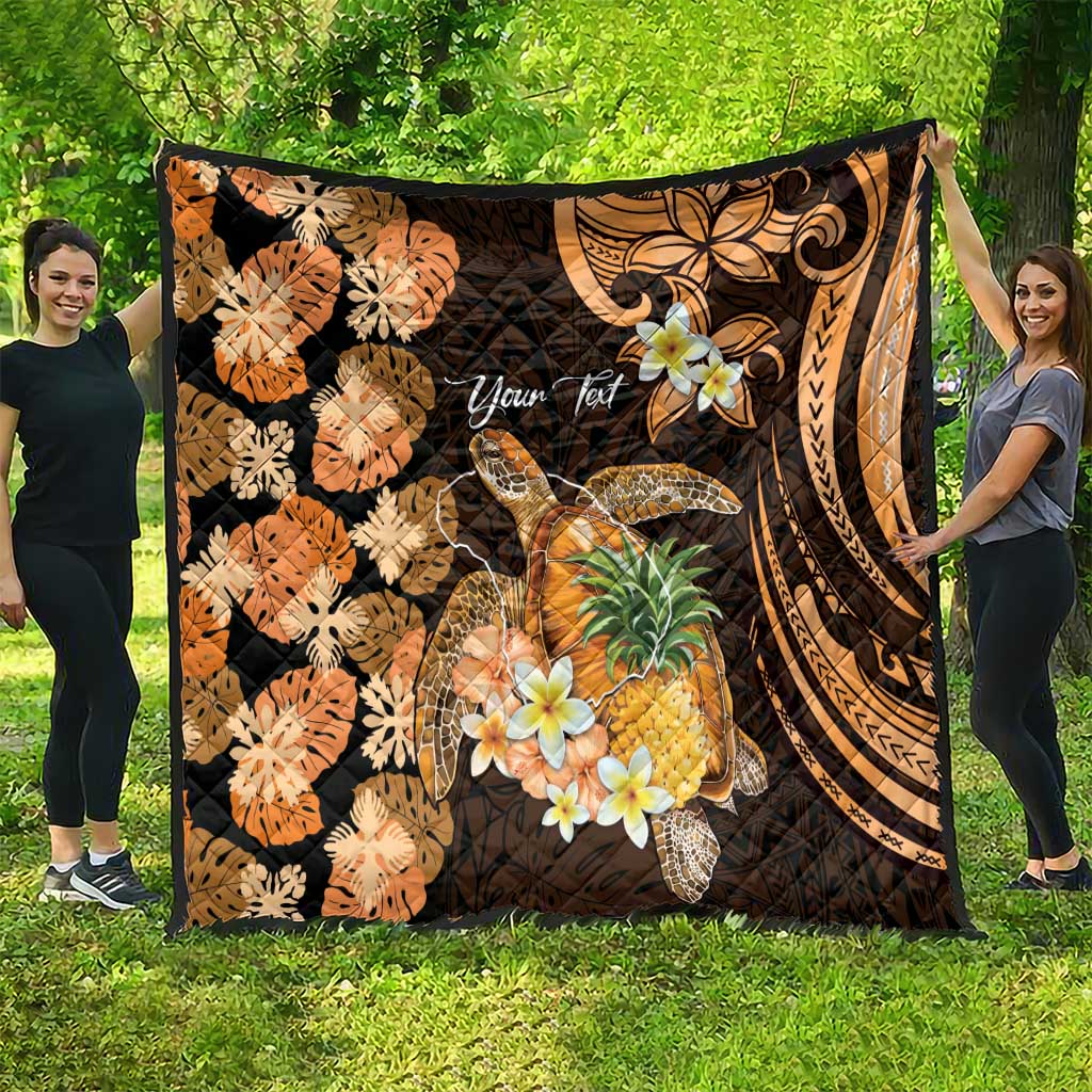 Personalised Aloha Hawaii Lanai Island Quilt Pineapple Isle Map Sea Turtle Plumeria
