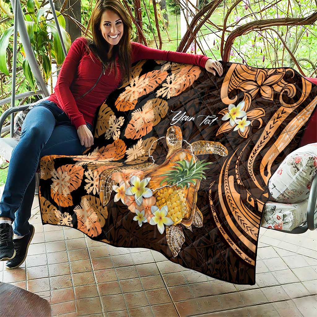 Personalised Aloha Hawaii Lanai Island Quilt Pineapple Isle Map Sea Turtle Plumeria