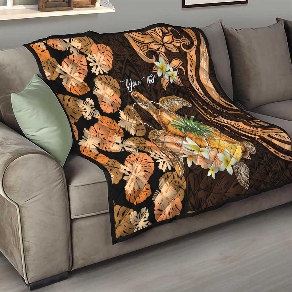 Personalised Aloha Hawaii Lanai Island Quilt Pineapple Isle Map Sea Turtle Plumeria