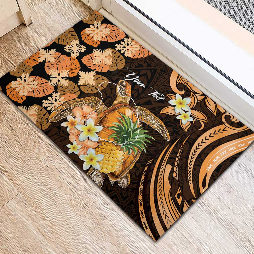 Personalised Aloha Hawaii Lanai Island Rubber Doormat Pineapple Isle Map Sea Turtle Plumeria