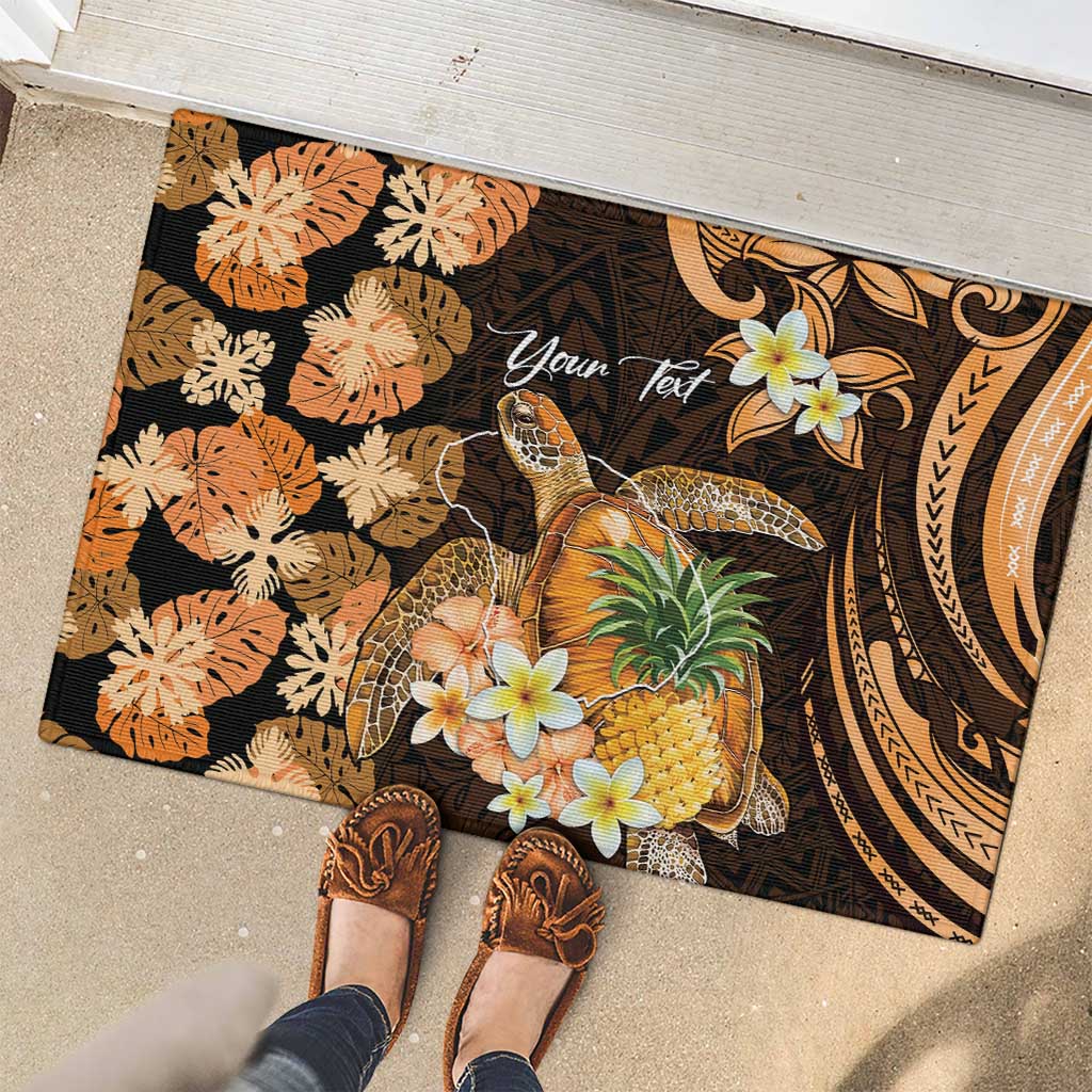 Personalised Aloha Hawaii Lanai Island Rubber Doormat Pineapple Isle Map Sea Turtle Plumeria