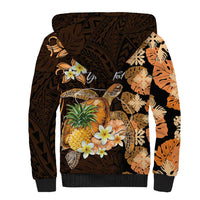 Personalised Aloha Hawaii Lanai Island Sherpa Hoodie Pineapple Isle Map Sea Turtle Plumeria