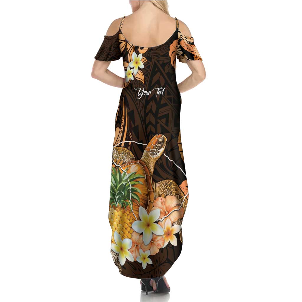Personalised Aloha Hawaii Lanai Island Summer Maxi Dress Pineapple Isle Map Sea Turtle Plumeria