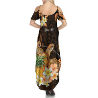 Personalised Aloha Hawaii Lanai Island Summer Maxi Dress Pineapple Isle Map Sea Turtle Plumeria