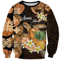 Personalised Aloha Hawaii Lanai Island Sweatshirt Pineapple Isle Map Sea Turtle Plumeria