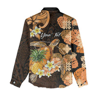 Personalised Aloha Hawaii Lanai Island Women Casual Shirt Pineapple Isle Map Sea Turtle Plumeria