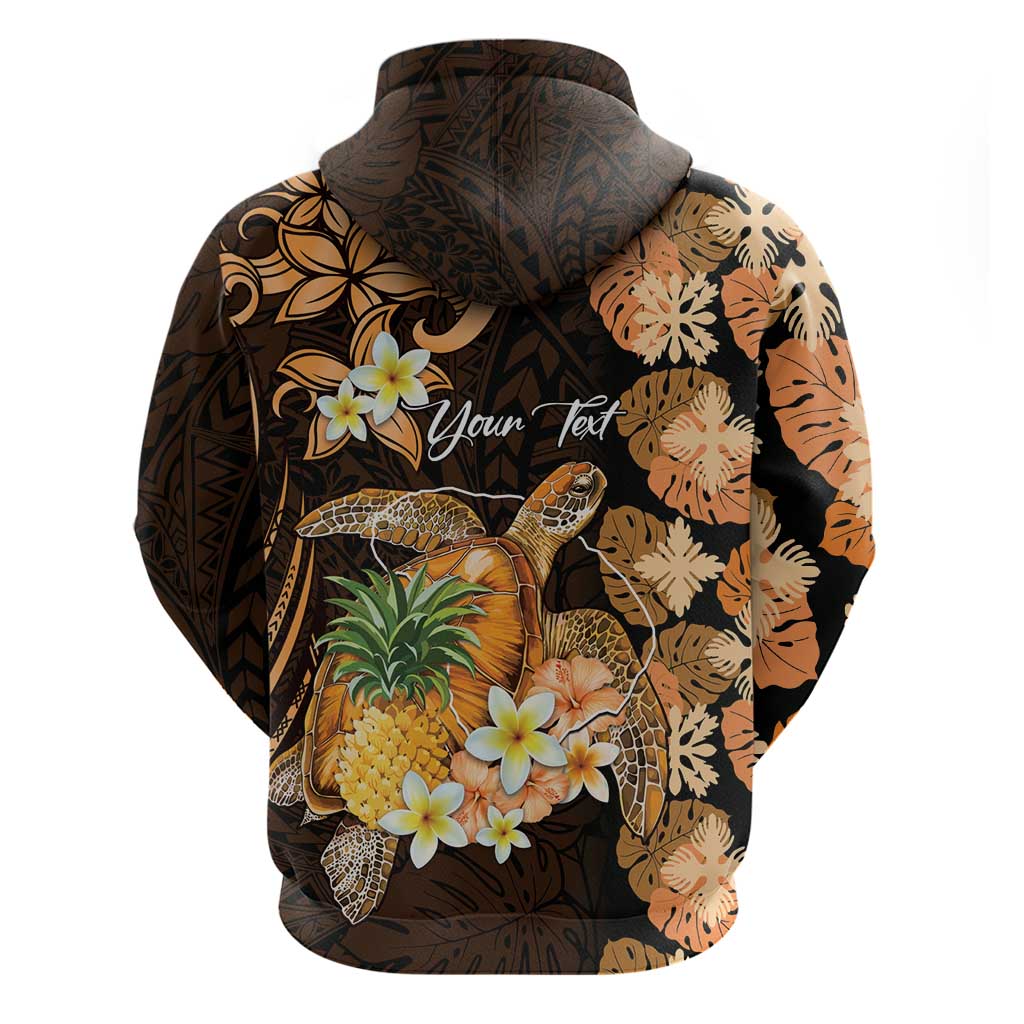 Personalised Aloha Hawaii Lanai Island Zip Hoodie Pineapple Isle Map Sea Turtle Plumeria