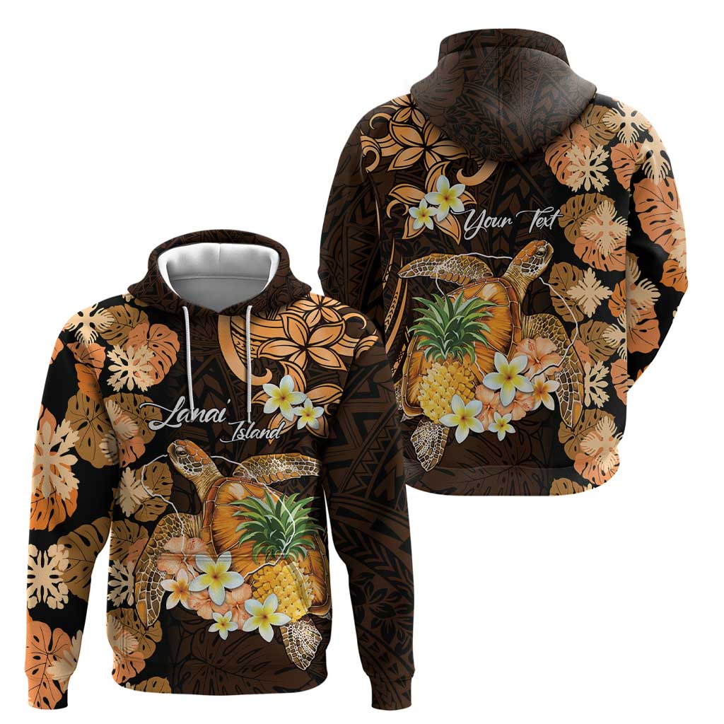 Personalised Aloha Hawaii Lanai Island Zip Hoodie Pineapple Isle Map Sea Turtle Plumeria