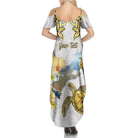 Personalised Aloha Hawaii Niihau Island Family Matching Summer Maxi Dress and Hawaiian Shirt Forbidden Isle Map Shell Lei