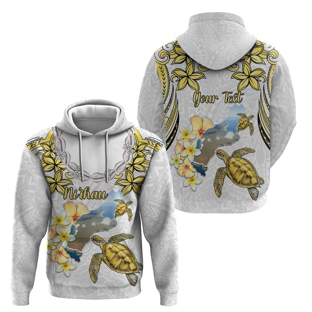 Personalised Aloha Hawaii Niihau Island Hoodie Forbidden Isle Map Shell Lei
