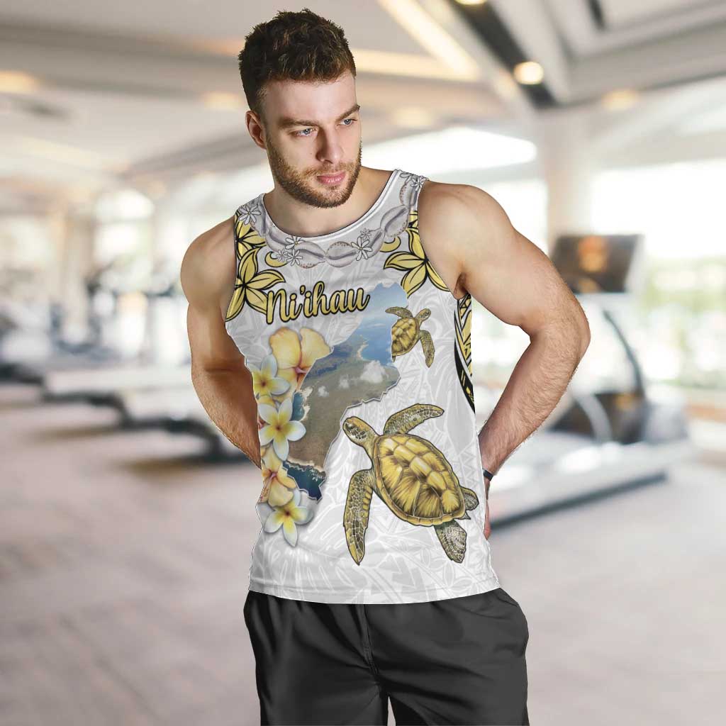 Personalised Aloha Hawaii Niihau Island Men Tank Top Forbidden Isle Map Shell Lei