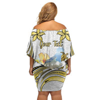 Personalised Aloha Hawaii Niihau Island Off Shoulder Short Dress Forbidden Isle Map Shell Lei