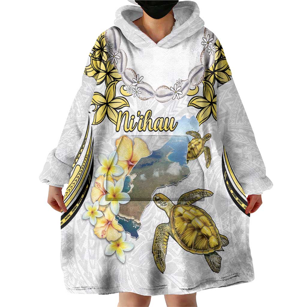 Personalised Aloha Hawaii Niihau Island Wearable Blanket Hoodie Forbidden Isle Map Shell Lei