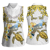 Personalised Aloha Hawaii Niihau Island Women Sleeveless Polo Shirt Forbidden Isle Map Shell Lei