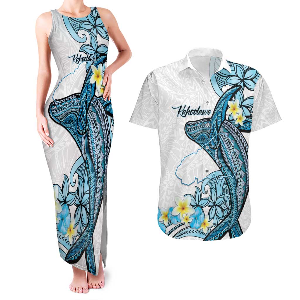 Personalised Aloha Hawaii Kahoolawe Island Couples Matching Tank Maxi Dress and Hawaiian Shirt Target Isle Map With Humpback Whale