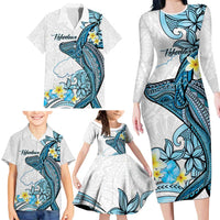 Personalised Aloha Hawaii Kahoolawe Island Family Matching Long Sleeve Bodycon Dress and Hawaiian Shirt Target Isle Map With Humpback Whale LT14 - Polynesian Pride