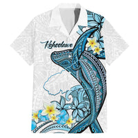 Personalised Aloha Hawaii Kahoolawe Island Family Matching Long Sleeve Bodycon Dress and Hawaiian Shirt Target Isle Map With Humpback Whale LT14 Dad's Shirt - Short Sleeve Blue - Polynesian Pride