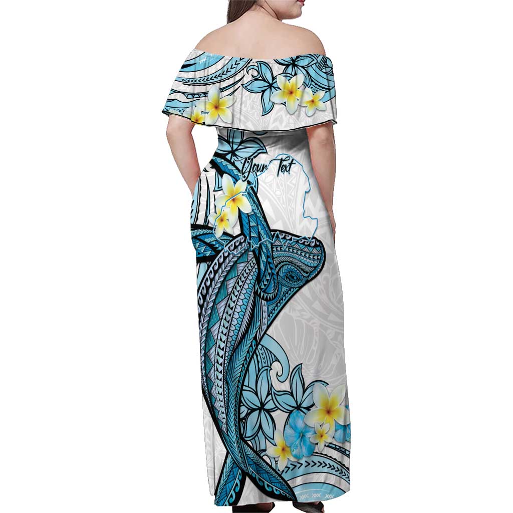 Personalised Aloha Hawaii Kahoolawe Island Family Matching Off Shoulder Maxi Dress and Hawaiian Shirt Target Isle Map With Humpback Whale