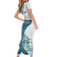 Personalised Aloha Hawaii Kahoolawe Island Family Matching Short Sleeve Bodycon Dress and Hawaiian Shirt Target Isle Map With Humpback Whale LT14 - Polynesian Pride